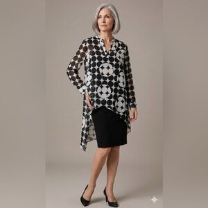 Chico's Black and White Bold Polka Dot Tunic